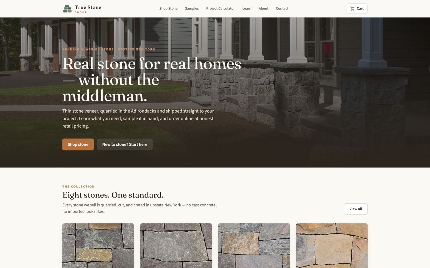 True Stone Group storefront home page